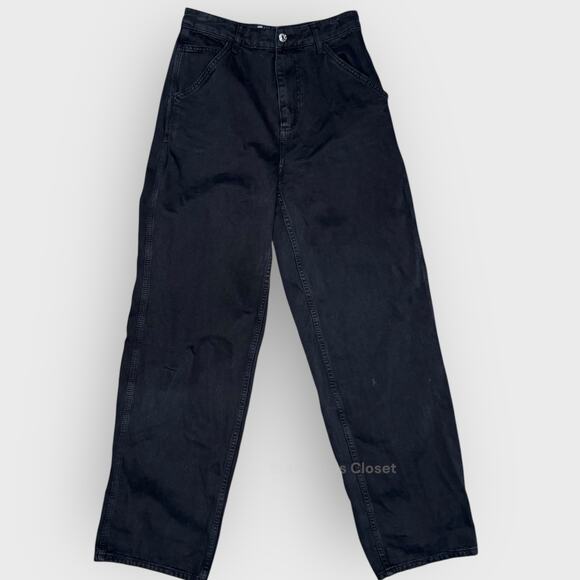 ASOS Wide Leg Jeans 4 Washed Black High Waist Baggy 90s Y2K Grunge Denim - Picture 1 of 6